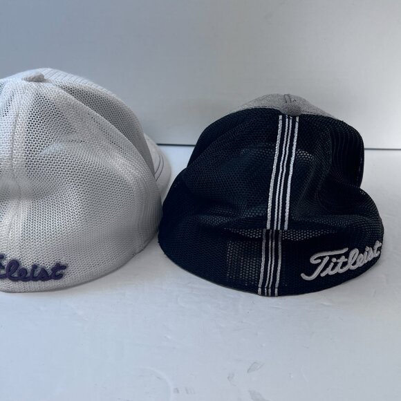 Titleist Flex Golf Hat Cap Adjust to Fit Mesh White And Gray‎ S/M (set Of 2) - Picture 10 of 10